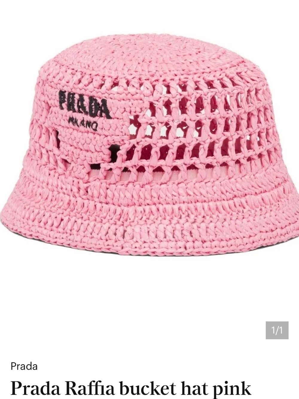 Prada Pink Crochet Raffia Bucket Hat